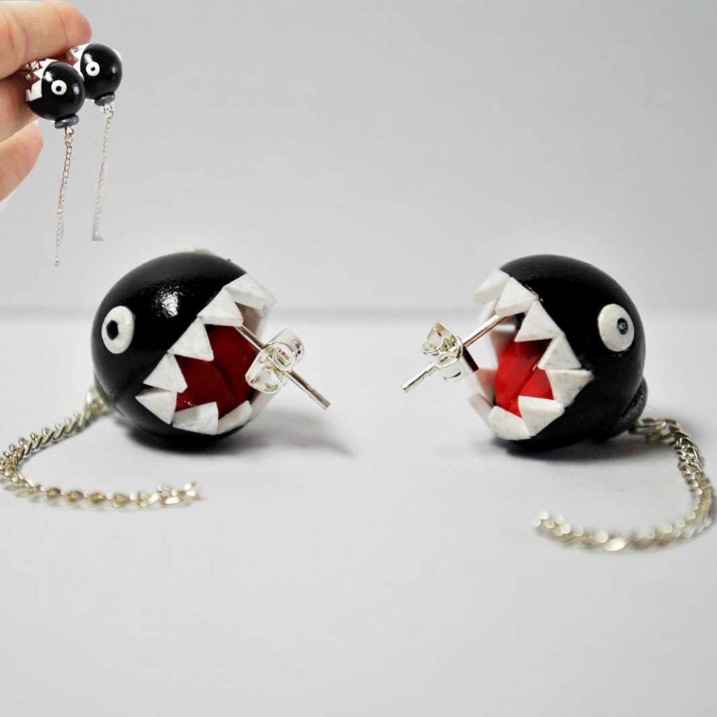 Vamers - Geekmas Gift Guide - Nintendo Mario Chain Chomp Earrings