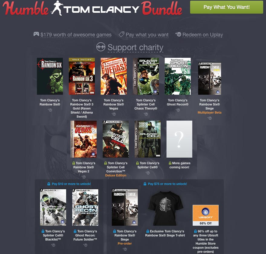 Vamers - FYI - Gaming - Ubisoft Wants You to Be Charitable with the Humble Tom Clancy Bundle - Bundles