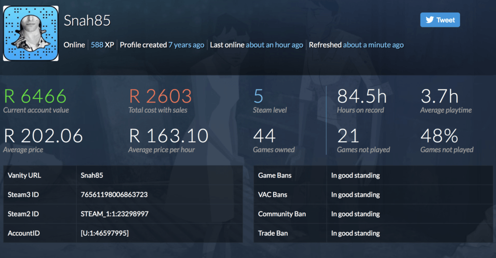 Vamers - FYI - Gaming - How Much is Your Steam Account Worth - Find Out with this Handy Tool - Snah85 Account Worth 01