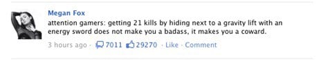 Megan Fox: Halo Facebook Status (30 May 2011)
