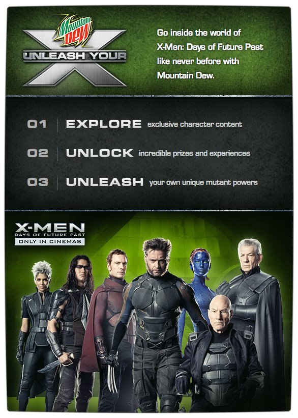 Vamers - FYI - Movies - Mountain Dew wants to Rock Your World through X-Men Days of Future Past - Info Promo Image