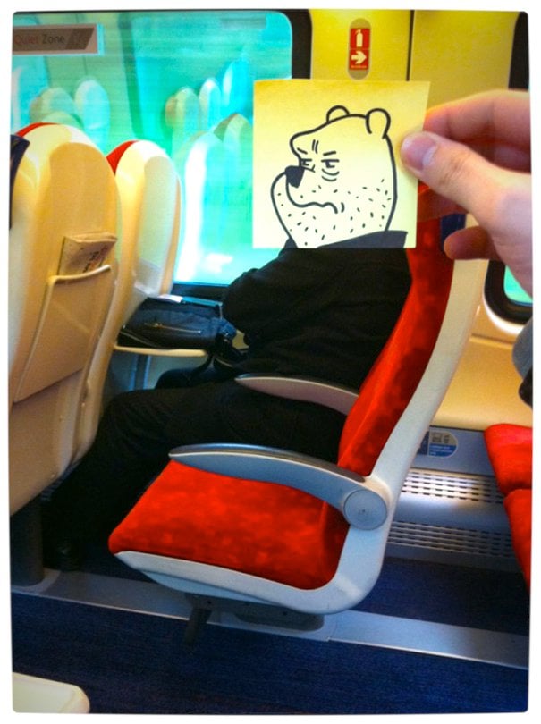 Vamers - Artistry - Illustrator Turns Fellow Commuters Into Cartoon Characters - October Jones - Joe Butcher - Winnie the Poo