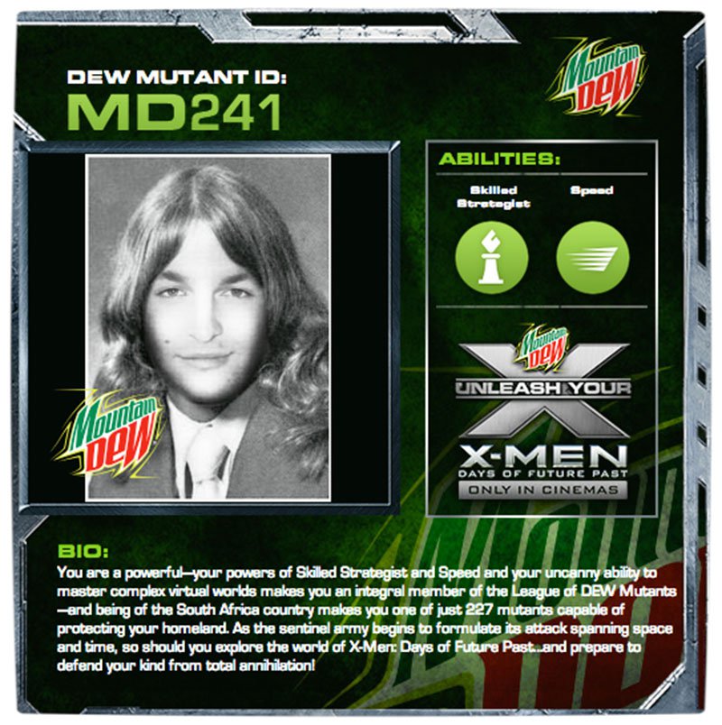 Vamers - Win With Vamers - Win X-Men- Days of Future Past Hampers with Vamers and Mountain Dew - Hans Haupt X-Gene