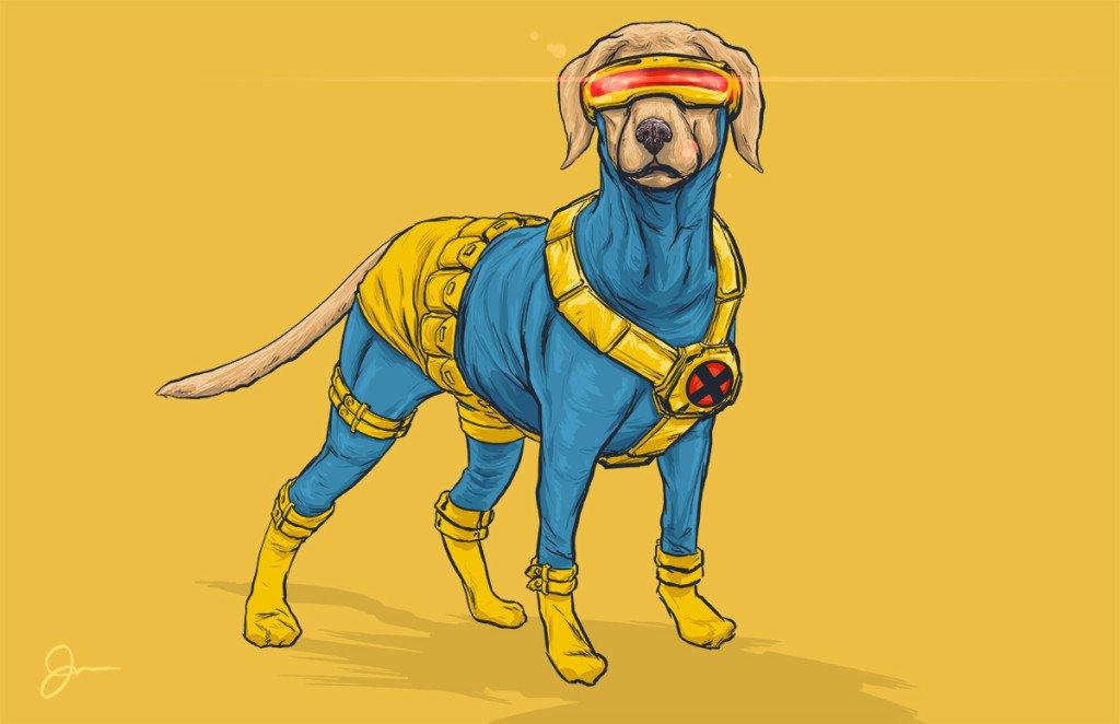 Vamers - Artistry - Fandom - Artist Josh Lynch Imagines Dogs as Superheroes from the Marvel Universe - Cyclops