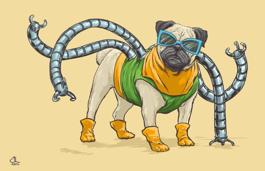 Vamers - Artistry - Fandom - Artist Josh Lynch Imagines Dogs as Superheroes from the Marvel Universe - Doctor Octopus