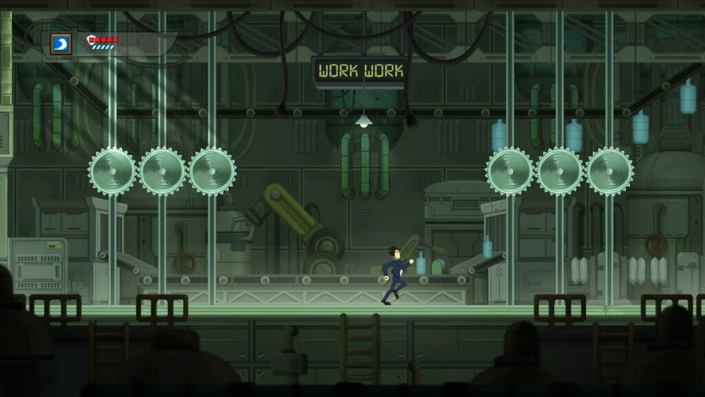 The Company Man is a two-dimensional (2D) action-platformer offering a humorous and satirical look at the corporate world.